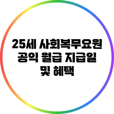 25세 사회복무요원 공익 월급 지급일 및 혜택