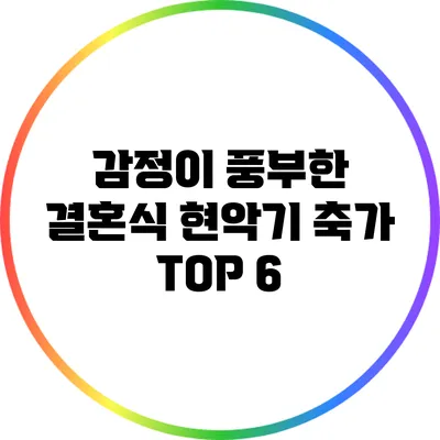 감정이 풍부한 결혼식 현악기 축가 TOP 6