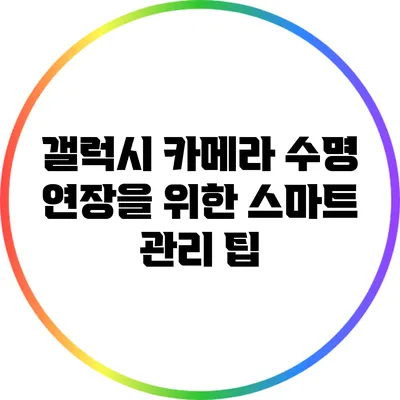 갤럭시 카메라 수명 연장을 위한 스마트 관리 팁