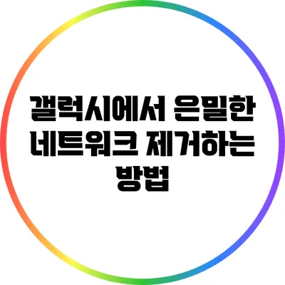 갤럭시에서 은밀한 네트워크 제거하는 방법