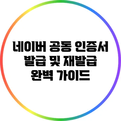 네이버 공동 인증서 발급 및 재발급 완벽 가이드