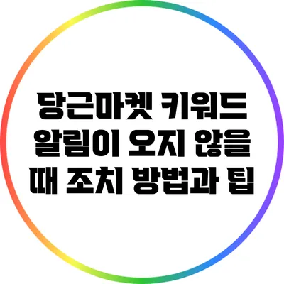 당근마켓 키워드 알림이 오지 않을 때 조치 방법과 팁