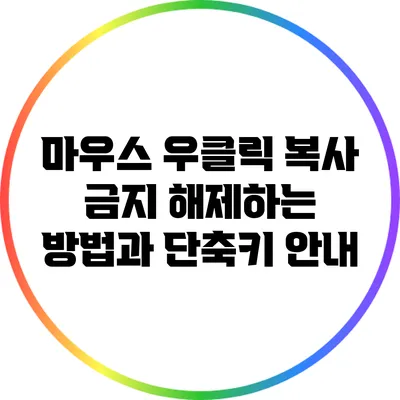 마우스 우클릭 복사 금지 해제하는 방법과 단축키 안내