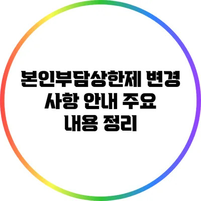 본인부담상한제 변경 사항 안내: 주요 내용 정리