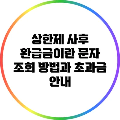 상한제 사후 환급금이란? 문자 조회 방법과 초과금 안내