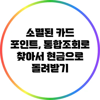 소멸된 카드 포인트, 통합조회로 찾아서 현금으로 돌려받기