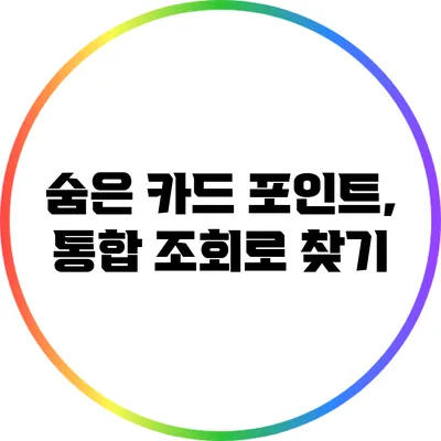 숨은 카드 포인트, 통합 조회로 찾기