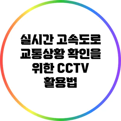 실시간 고속도로 교통상황 확인을 위한 CCTV 활용법