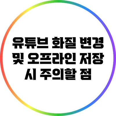 유튜브 화질 변경 및 오프라인 저장 시 주의할 점