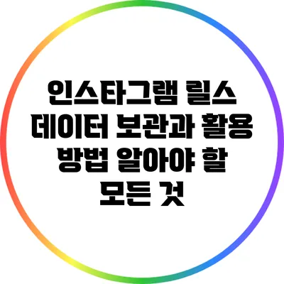 인스타그램 릴스 데이터 보관과 활용 방법: 알아야 할 모든 것