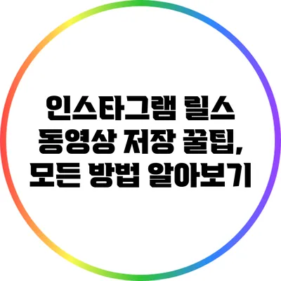 인스타그램 릴스 동영상 저장 꿀팁, 모든 방법 알아보기