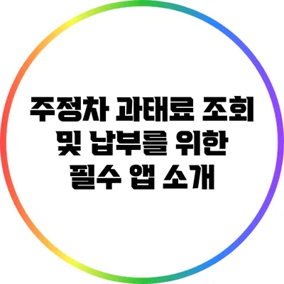 주정차 과태료 조회 및 납부를 위한 필수 앱 소개