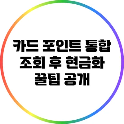 카드 포인트 통합 조회 후 현금화 꿀팁 공개