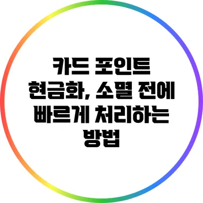 카드 포인트 현금화, 소멸 전에 빠르게 처리하는 방법