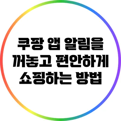 쿠팡 앱 알림을 꺼놓고 편안하게 쇼핑하는 방법