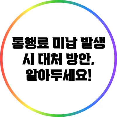 통행료 미납 발생 시 대처 방안, 알아두세요!