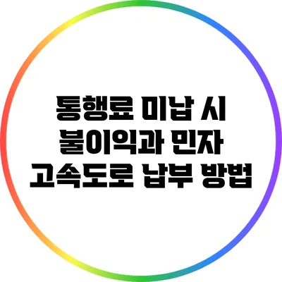 통행료 미납 시 불이익과 민자 고속도로 납부 방법