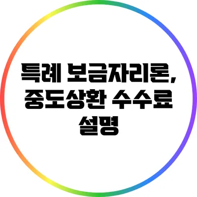 특례 보금자리론, 중도상환 수수료 설명