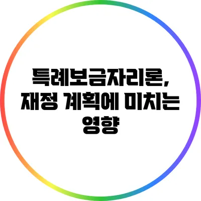 특례보금자리론, 재정 계획에 미치는 영향
