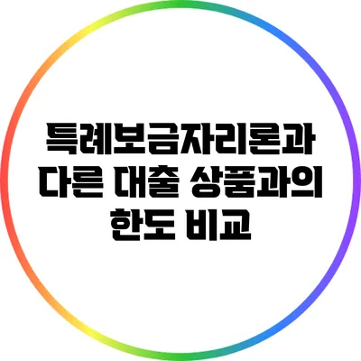 특례보금자리론과 다른 대출 상품과의 한도 비교