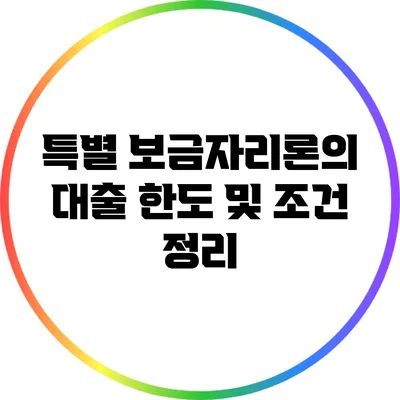 특별 보금자리론의 대출 한도 및 조건 정리