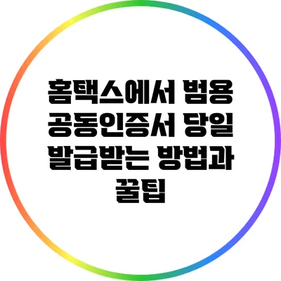 홈택스에서 범용 공동인증서 당일 발급받는 방법과 꿀팁