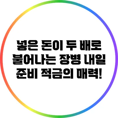 넣은 돈이 두 배로 불어나는 장병 내일 준비 적금의 매력!