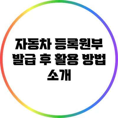 자동차 등록원부 발급 후 활용 방법 소개