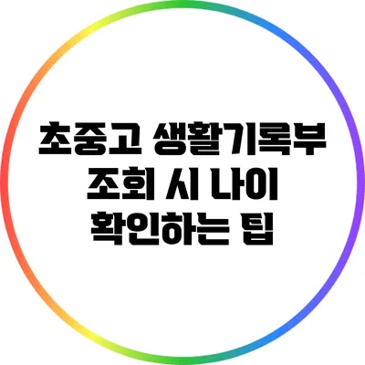 초중고 생활기록부 조회 시 나이 확인하는 팁