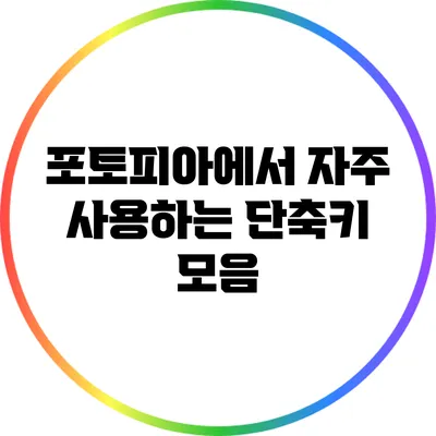 포토피아에서 자주 사용하는 단축키 모음