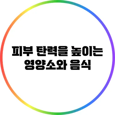 피부 탄력을 높이는 영양소와 음식