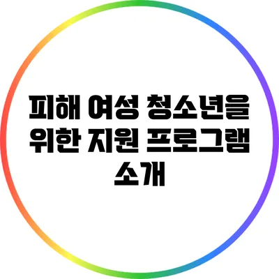 피해 여성 청소년을 위한 지원 프로그램 소개