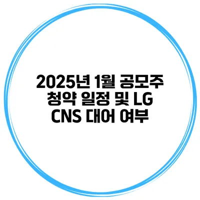 2025년 1월 공모주 청약 일정 및 LG CNS 대어 여부