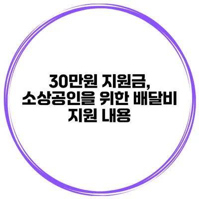 30만원 지원금, 소상공인을 위한 배달비 지원 내용