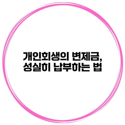 개인회생의 변제금, 성실히 납부하는 법