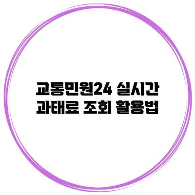 교통민원24 실시간 과태료 조회 활용법