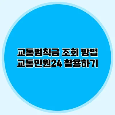 교통범칙금 조회 방법 교통민원24 활용하기