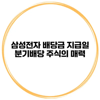 삼성전자 배당금 지급일 분기배당 주식의 매력