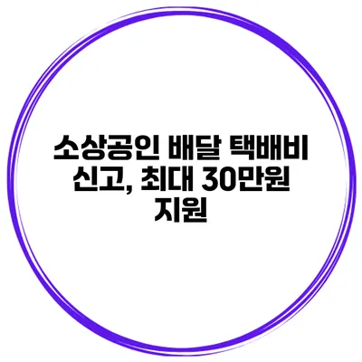 소상공인 배달 택배비 신고, 최대 30만원 지원