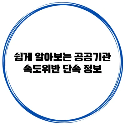 쉽게 알아보는 공공기관 속도위반 단속 정보