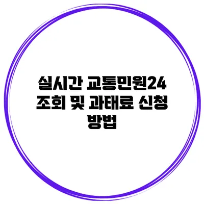 실시간 교통민원24 조회 및 과태료 신청 방법
