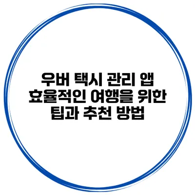 우버 택시 관리 앱 효율적인 여행을 위한 팁과 추천 방법