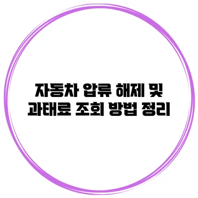 자동차 압류 해제 및 과태료 조회 방법 정리