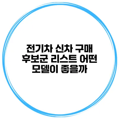 전기차 신차 구매 후보군 리스트 어떤 모델이 좋을까?