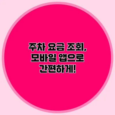 주차 요금 조회, 모바일 앱으로 간편하게!
