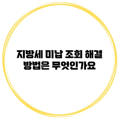 지방세 미납 조회 해결 방법은 무엇인가요?
