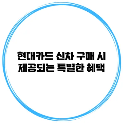 현대카드 신차 구매 시 제공되는 특별한 혜택