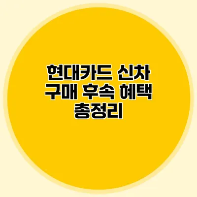 현대카드 신차 구매 후속 혜택 총정리