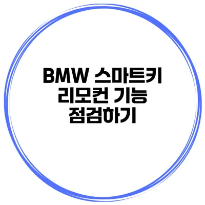 BMW 스마트키 리모컨 기능 점검하기