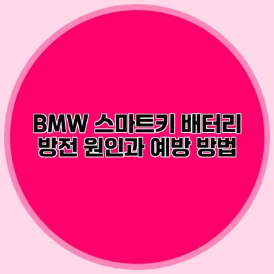 BMW 스마트키 배터리 방전 원인과 예방 방법